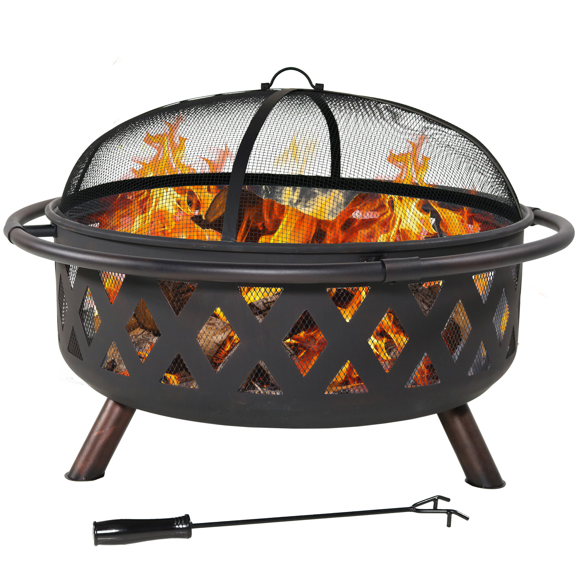 Sunnydaze Decor, Black Crossweave Wood-Burning Fire Pit - 36in., Diameter 36 in, Material Steel, Model# NB-610037BLK